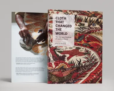 Multicolored printed or painted cotton cloth originated in India and known as Chintz.